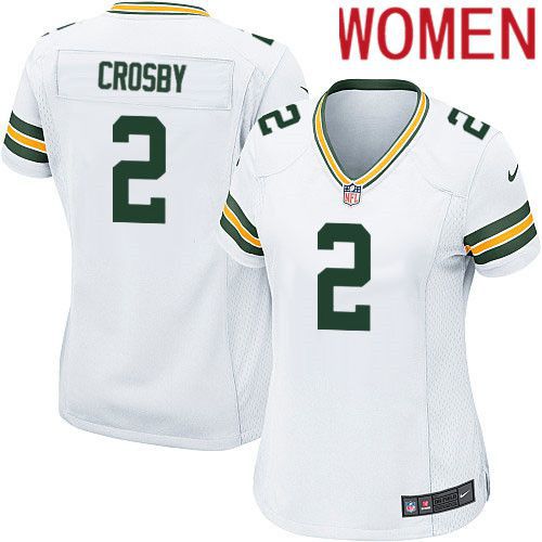Women Green Bay Packers 2 Mason Crosby White Nike Game NFL Jersey
